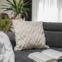 Quantum Interior by Maxland Boho-Dekokissen mit Füllung in Vintage Optik, Sofakissen Boho Style, extra weiches Wendekissen für Sofa, Bett, Büro, Kissen in Naturtönen ca 45x45 cm (Offwhite) - 2