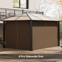 Outsunny 4 Pack Replacement Gazebo Curtains Privacy Panel for Most 3 x 4m Gazebo Canopy Pavillion Outdoor Shelter Sidewalls Accessories Dark Brown - 2