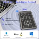Bluetooth Nummernblock, Kabelloser Ziffernblock mit 22 Tasten（inkl-11 Multifunktionstasten） Leiser Numpad für Laptop/Desktop/MacBook/iPhone/iPad/Surface Pro(Windows/macOS/iOS/Android) – 10m Reichweite - 3