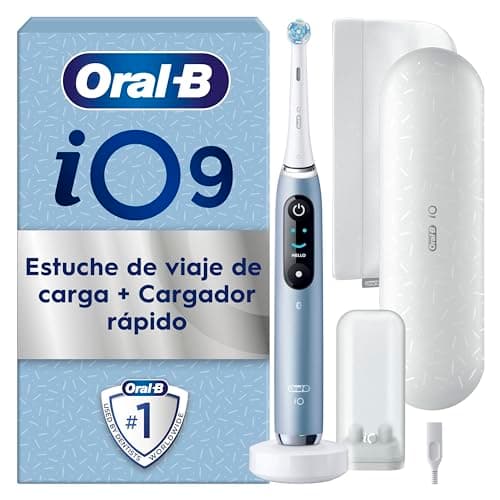 Oral-B iO 9 Cepillo de Dientes Eléctrico con Mango Recargable, 1 Cabezal, Estuche de Viaje con Cargador y Funda Magnética, Diseñado por Braun, Regalos Originales para Mujer y Hombre - Azul