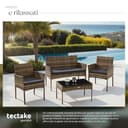 tectake® Set da Giardino in Rattan, 4 Posti, Polyrattan Resistente, Cuscini Idrorepellenti Lavabili, Struttura in Acciaio Stabile, Tavolino con Vetro di Sicurezza, Arredo Esterno - Naturale - 4