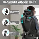 LEVIPE Sedia da ufficio, ergonomica con supporto lombare, braccioli, poggiatesta regolabili, sedia per computer girevole con schienale alto, comoda per ufficio a casa - 4