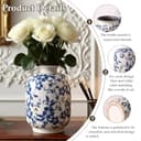 Jarrones Chinos Porcelana Blanco y Azul, Jarrones Decorativos Pequeños de Cerámica, Jarrón Flores Vintage Hecho a Mano con Grieta Esmalte para Decoración del Hogar, Oficina 12.5 x 18.5 cm (S) - 3