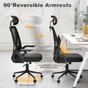 naspaluro Computer Desk Chair with 2D Adjustable Headrest/Flip-up Armrests/Back Support/Metal Claws, Swivel Mesh Ergonomic Office Chairs, Comfy High Study Home Office Chairs, Black Work PC Chairs - 4