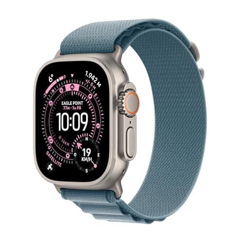 Apple Watch Ultra 3 GPS + Cellular, Cassa 49 mm in titanio naturale con Alpine Loop blu chiaro - Large