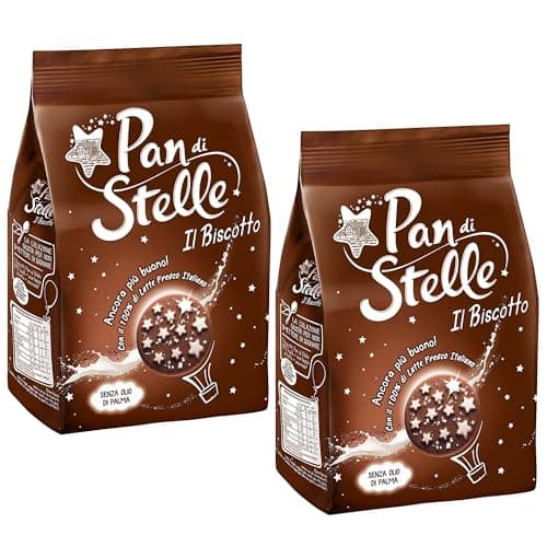 Mulino Bianco Pan Di Stelle 350g Italian Biscoti Cookies | Soft Shortbread Pastries Biscuits | GMO & Palm Oil Free | Creamy Chocolate | Icon of Taste and Goodness (Pan Di Stelle 350g, 2 Pack)