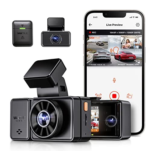 VANTRUE E3 3 Lens 2.7K Dashcam mit 5GHz WiFi, 1944P+1080P+1080P Dash Cam, Sprachsteuerung Dashcam Auto Vorne Hinten, IR Nachtsicht, 24Std. Puffer Parkmodus Dashcams, Loopaufnahme, Max 512G