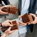 Berliner Bags Portafoglio Uomo in Vera Pelle con Protezione RFID, 4 Carte, 2 Scomparti Banconote, Portamonete, Tasca Documenti, Gettone Carrello, Scatola Regalo – Marrone - 5