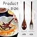 LIQWEI Set of 6 Wooden Cutlery Set, Wooden Spoon, Fork Set, Wooden Spoon, Wooden Forks, Long Handle, Japanese Style Cutlery Sets for Camping, Outdoor, Kitchen, Cooking, Dinner Tableware - 5