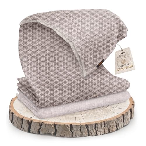 yanopurna Coperta in Cashmere - Coperta per divano intrecciata a Mano in 100% Lana di Cashmere - 135 x 270 cm Coperta morbida e accogliente per divano e sedia - Prodotta in Nepal (Gris Marrón)