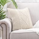 Mandioo Baumwolle gestrickte Beige dekorative Lumbar Wurf Kissenbezüge Weiche Gemütliche Kissenbezug Luxus Moderne Dekorativ Couchkissen Kissenhülle für Sofa Couch Wohnzimmer 45x45 cm - 2