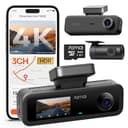 70mai Dash Cam Auto 4K 3 Canali T800E, Telecamera Tripla Anteriore e Posteriore 4K+1080P+1080P, HDR, Visione Notturna IR, Modalità Parcheggio, F1.55, GPS, Supercondensatore, 64 GB SD Inclusa - 1