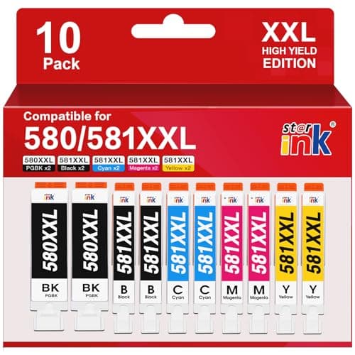 Starink CLI 581 PGI 580 XXL für Canon Druckerpatronen 580 581 Multipack, PGI-580 CLI-581 für Canon Pixma TR8550 TS705 TS6350 TS6250 TS6150 TS8250 TS8150 TS9550 TS6351 TS6151 TS6251 TR8500 TR7550,10 P
