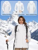 TACVASEN Women Jacket Waterproof 3 in 1 Jackets Skiing Jacket Winter Warm Fleece Jacket Ski Snow Parka Work Windbreaker - 2
