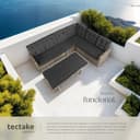 tectake® Conjunto Jardín de Ratán Combinable con Cojines 9 cm, Conjunto Terraza Resistente a la Intemperie, Muebles Jardín Exterior 2 Sofás, 1 Sofá Esquinero, 1 Mesa con Pies Ajustables - Natural - 6