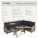 tectake® Conjunto Jardín de Ratán Combinable con Cojines 9 cm, Conjunto Terraza Resistente a la Intemperie, Muebles Jardín Exterior 2 Sofás, 1 Sofá Esquinero, 1 Mesa con Pies Ajustables - Natural - 8
