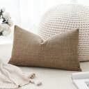 Artscope Juego de 1 Fundas de Cojines Decorativas Cuadradas de Lino 30 x 50 cm para Decoración del Hogar Sofá Dormitorio Coche 12x20 Marrón - 5
