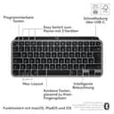 Logitech MX Keys Mini für Mac – minimalistische kabellose Tastatur für MacBook Pro, MacBook Air, iMac, iPad, Bluetooth, Tasten mit Hintergrundbeleuchtung, USB-C, flüssiges Tippen, DEU QWERTZ - Grau - 7
