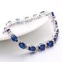 Gulicx Oro Bianco sfumato con Zirconia cubica Colore Zaffiro Blu Cristallo Braccialetto Romano Bracciale Tennis Catena a Maglia - 3