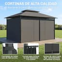 Outsunny Cenador para Jardín 3x4 m Pérgola de Jardín Gazebo con Doble Techo Paredes Laterales Resistente al Agua Carpa para Exterior Terraza Patio Gris - 3