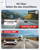 REDTIGER Dashcam Auto Vorne Hinten 4K/2,5K mit STARVIS 2, Dash Cam Auto Kamera 3,18" IPS-Bildschirm, kostenlose 128-GB-Karte,5.8GHz WiFi, GPS, 170°Weitwinkel WDR, Unterstützt 512 GB Max(F7NP) - 2
