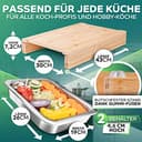 Loco Bird Schneidebrett mit Auffangschalen aus Bambus - 43x30x7cm - cutting board mit 2 Schalen aus Edelstahl - ideales Küchenhelfer Gadget Set für die Küche - Küchenbrett groß aus Holz - 2