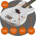3rd Avenue Kit pacchetto basso elettrico beginner dimensioni standard 4/4 con amplificatore da 15 W, custodia, cavo di connessione, tracolla, stand e corde di riserva – Bianco - 4