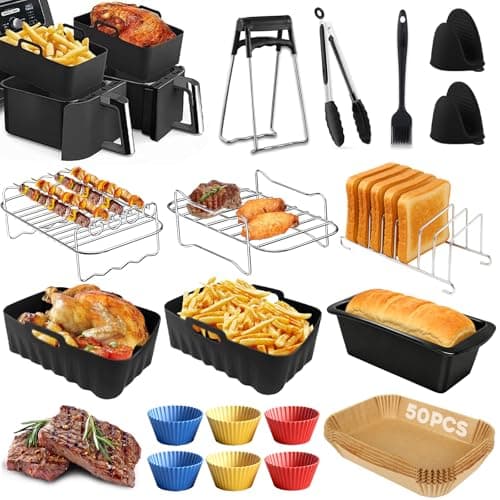 Ninja Heißluftfritteuse Zubehör,Airfryer Zubehör für Ninja Foodi Max Dual Zone Heißluftfritteuse AF400EU AF451EU AF300EU 7.6L-9.5L, Silikonform für Ninja heißluftfritteuse