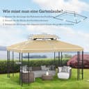 Outsunny Ersatzdach für Pavillon 3 x 4 m wasserabweisend Pavillondach mit Doppeldach Ersatzbezug für Gartenpavillon Ersatzteile aus Polyestet-Stoff Beige - 3