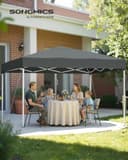 SONGMICS Gazebo 3m x 3m, Pop Up Gazebo, UPF 50+ UV Protection, Drizzle-Resistant Folding Canopy Tent, Portable Outdoor Shade Tent with Carry Bag, for Garden, Patio, Market, Dark Grey GCT102GZ01 - 2