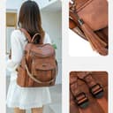 YALIZHNA Leder Laptop-Rucksack Für 15,6 Zoll,Mode Damen College Schule Rucksacks,Frauen Schultertasche Outdoor Reise-Rucksack (Kaffee) - 8