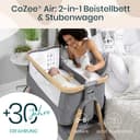 Tutti Bambini CoZee® Air Beistellbett Baby & Baby Reisebett mit Matratze - Kompakt faltbar mit Tasche - Atmungsaktive Matratze & 6-fache Höhenverstellung - 0-6 Monate (Eiche & Anthrazit) - 2