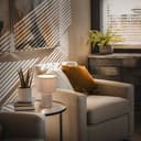 BRILONER - Tischlampe mit Stoffschirm, Kabelschalter, Keramikfuß, Lampe, Nachttischlampe, Tischleuchte, Dekolampe Flur, Bürolampe, Leselampe, Wohnzimmer, Schlafzimmer, 22x37,5 cm (DxH), Braun - 6