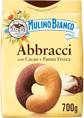 Mulino Bianco Biscotti Frollini Abbracci con Cacao e Panna Fresca, Senza Olio di Palma, Colazione Ricca di Gusto, 700 g (Confezione da 3)