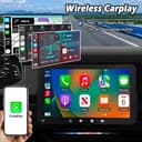Radio Coche 1 DIN con Carplay y Android Auto Inalámbrico - Pantalla Táctil de 7 Pulgadas, Reproductor de Estéreo Bluetooth Soporte Mirror Link para iOS/Android con Cámara de Respaldo - 2