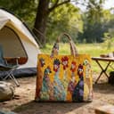 TIAASTAP Böhmische Hippie Shopper Tasche - Blumen & Bücher Stickmuster-Vintage Stepp-Tote Bag, Multifunktionale Weekender für Alltag & Festival - 4