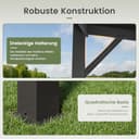 Amopatio Terrassenüberdachung Freistehend 3x3m, Terrassendach mit 6mm Doppelstegplatten aus Polykarbonat, UV-Schutz & Regenfest, Robuste Stahlkonstruktion Pavillon für Garten, Terrasse, Schwarz - 8