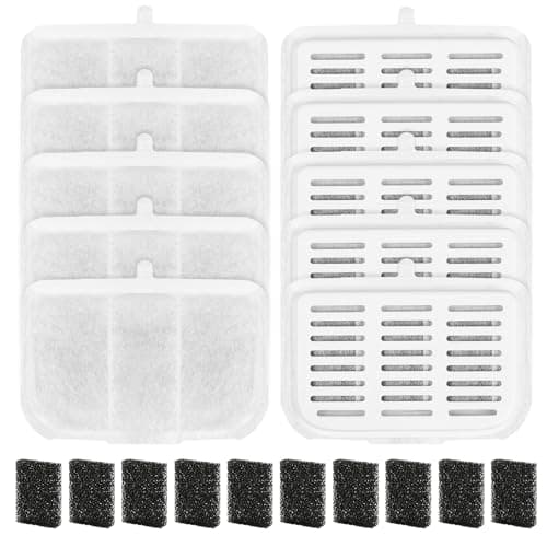 NIXOOT 10 filtri per PETKIT EVERSWEET MAX Pet Water Fountain, il carbone attivo ad alta densità può filtrare odori e imperfezioni dei capelli nell'acqua (10 filtri + 10 spugne)