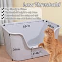 Vealind Offen Katzenklo XL, Katzentoilette Hoher Rand, 55x40x26cm Groß Katzenklo, katzentoiletten Einfach Zu Reinigendes Hygienische Katzentoilette Aus Kunststoff, Cat Litter Box(grau) - 2