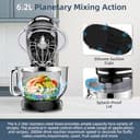 CHeflee Batidora Amasadora Profesional,2000W Amasadora Pan Repostería,6.2 L Bajo Ruido Robot de Cocina Multifunción,Gancho para Masa,Batidor Plano,Protección para Salpicaduras 6 Velocidades Batidora - 5