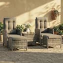 UDPATIO Lounge Möbel Outdoor Set 5-teilig mit Verstellbaren Sessel, Fußhocker und Couchtisch | Rattan Gartenmöbel | Balkonmöbel Kleiner Balkon | Wetterfest Terrassenmöbel | Dunkelgrau - 2