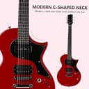 Electric Guitar Beginner Guitar 40.2 Inch Solid Poplar Body Maple Neck Laurel Fingerboard HH Pickups Les Paul Style with Gig Bag Tuner (Color Options) (Red) - 9