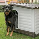 Ferplast Caseta Perros Exterior DOGVILLA 110, Caseta Perro, Lateral Abatible, Fondo con Drenaje, Base Aislante, Techo Desmontable, Rejilla de Ventilación, Plástico Reciclado, 111 x 84 x h 79 cm - 3