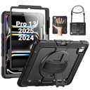 SEYMAC Funda para iPad Pro 13 Pulgadas M5/M4(2025/2024), con Protector de Pantalla, Soporte Giratorio de 360°/Correa de Mano, Correa para el Hombro, con Soporte para Bolígrafo, Negro - 1