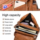 Monitika Rucksack Damen leder Wasserdicht Große Kapazität Modische Freizeit Schulrucksäcke Braun - 5