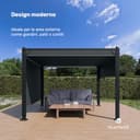 blumfeldt Pantheon Cortina - Gazebo, 3x3m, Telaio in Alluminio, Tetto Regolabile & Tende Laterali, Resistente alle Intemperie, Grigio Scuro/Nero - 2