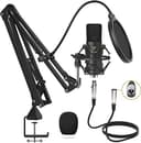 TONOR Microfono a Condensatore, Microfono Professionale Cardioid XLR con Braccio, Supporto Antiurto, Filtro Pop per Registrazione, Podcasting, Voice Over, Streaming, Home Studio, YouTube, TC20 - 1