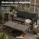 STEELSØN Asteri Sitzgruppe 5-teilig – Gartenmöbel Set mit 2 Sessel, 2 Hocker, 1 Tisch – Balkonlounge Metallgestell Schwarz – inkl. Sitzpolster anthrazit – Terrassenlounge für 2-4 Personen – wetterfest - 8