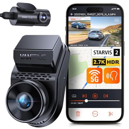 VANTRUE S1 Pro Dashcam Auto Vorne Hinten 2,5K+1080P, 60FPS Dash Cam mit 5GHz WiFi & GPS, Dual STARVIS 2 Auto Kamera mit Parküberwachung, Nachtsicht, G-Sensor, Loop-Aufnahme, APP Steuerung, Max 512GB