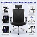 Daccormax Bürostuhl, Schreibtischstuhl Bürostuhl Ergonomisch mit Verstellbaren Armlehnen, weiche Lendenstütze aus Naturschwamm und Kopfstütze, Chefsessel Drehstuhl mit Wippfunktion 200kg - 9